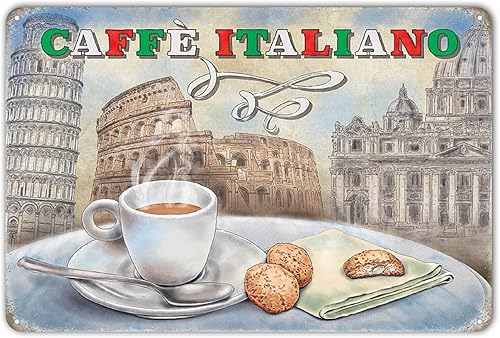 ZYPENG Letreros vintage de metal para decoración de pared, diseño de café italiano, póster único para tienda, habitación interior, cafetería,