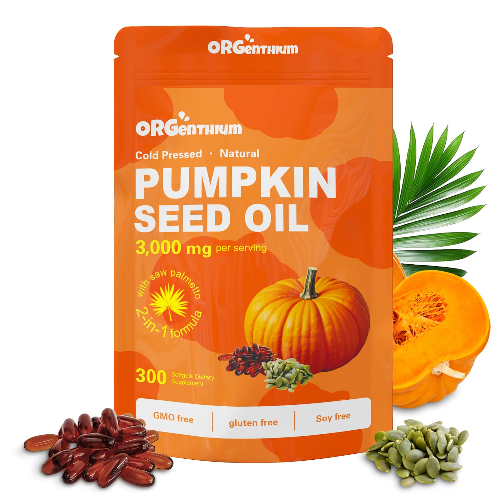 Pumpkin Seed Oil with Saw Palmetto 300 Softgels | Cold Pressed