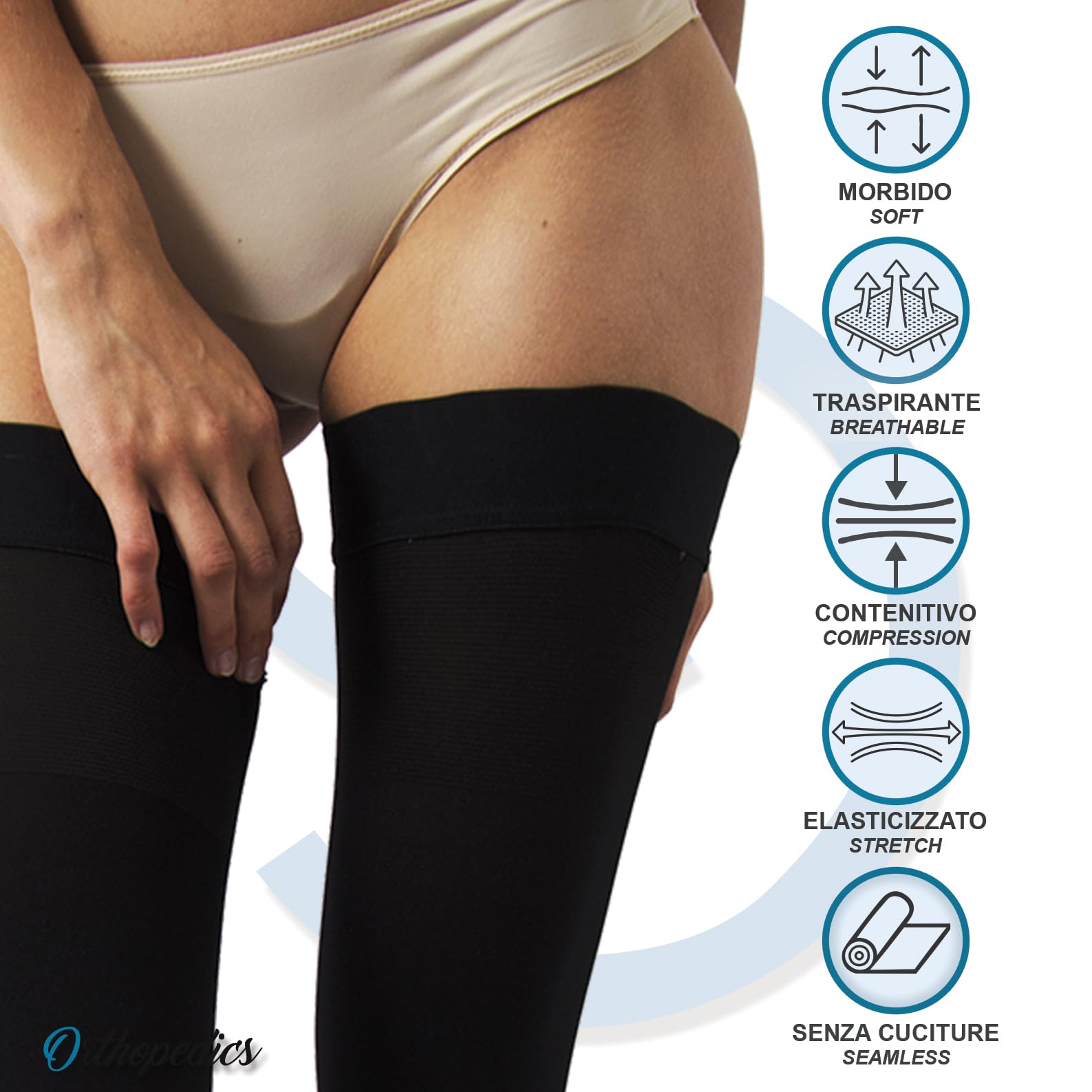Beman 417A - Autoreggenti Medicali K2 Classe 2, Compressione Graduata 23-32 mmHg, Punta Aperta Unisex, Tallone Rinforzato e Cuciture Piatte, Elastici Resistenti