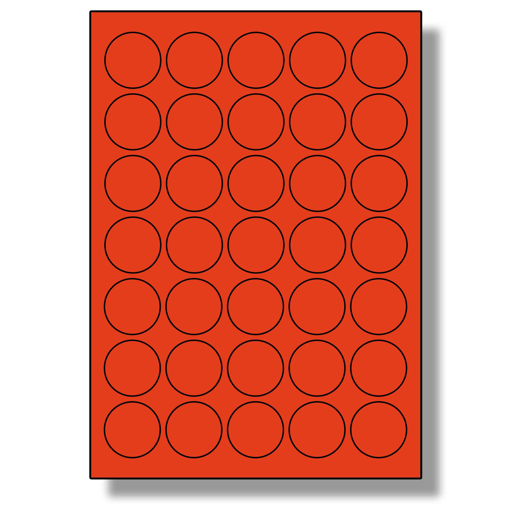 Label Planet® 35 Per Sheet, 250 Sheets (8750 Round Crimson RED Labels). Round Coloured Paper Labels, 37mm Diameter, LP35/37R C. — image 1