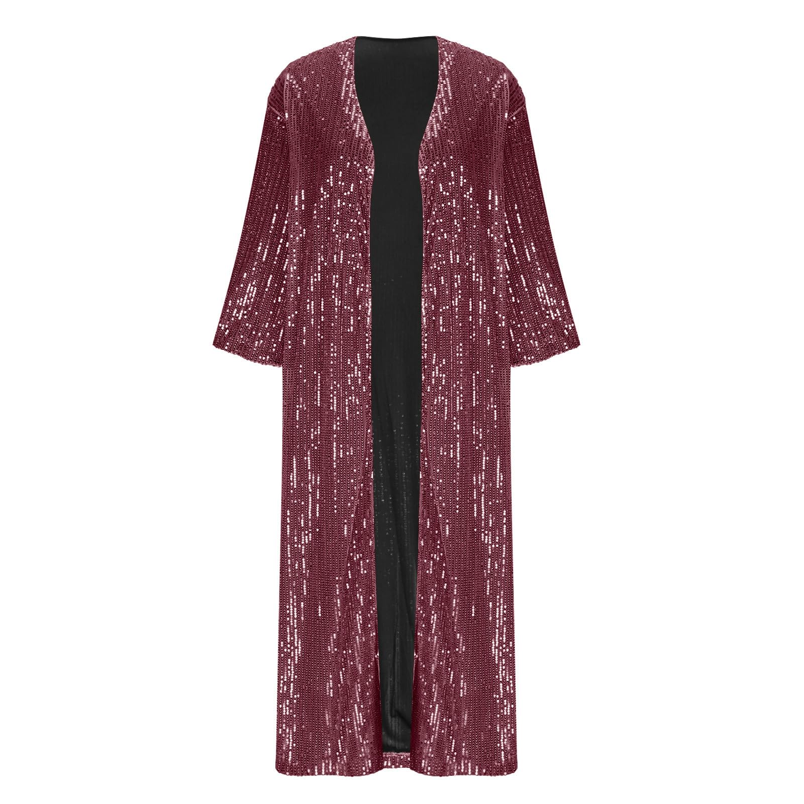 Sequin Cardigans for Women Lightweight Casual Half Sleeve Sparkly Party Long Jacket Open Front Fashion Cardigan Coat