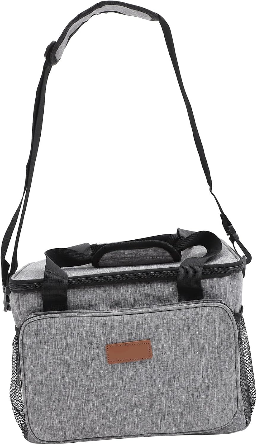 Holibanna Oxford Cloth Small Sewing Machine Carrying Bag with Multi-pocket Organizer Wear-resistant Travel Case for Household Embroidery Tools Storage Portable Gray Container