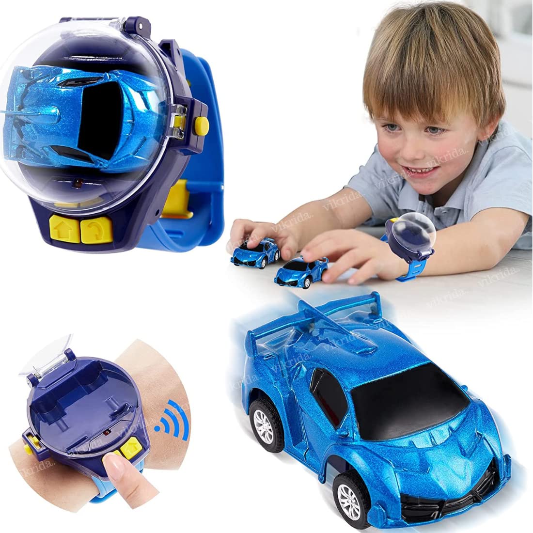 VikriDA 2.4 Ghz Cartoon Mini Watch Car Toy, Usb Rechareable Remote Control Toy, Wrist Racing Car Watch For Kids (One Watch Controller With One Car, Blue) (B0C6MFZF5M) Amazon Price History, Amazon Price Tracker