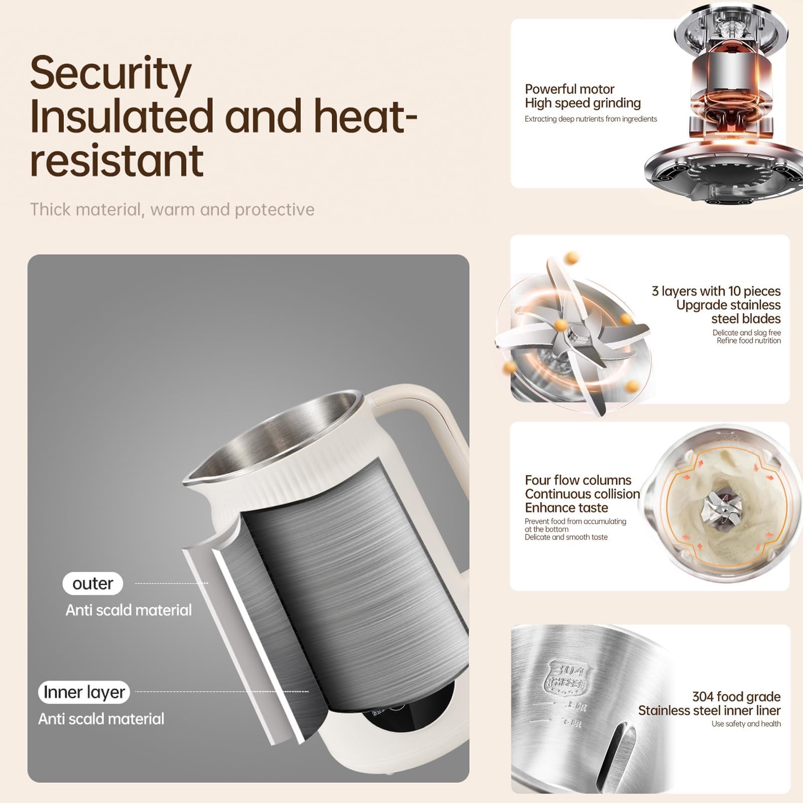 Macchina per latte vegetale 8 in 1, 1200 ml, per latte di soia, con funzione di mantenimento del calore per 8 ore e autopulente, per latte vegetale fatto in casa, avena, soia (bianco)