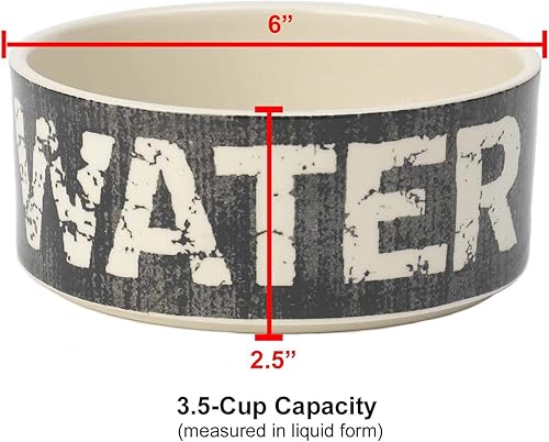 Miniatura 4 de PetRageous 10003 Cuenco de agua vintage de cerámica para perros con capacidad de 3.5 tazas, 6 pulgadas de diámetro por 2.5 pulgadas de alto, ideal