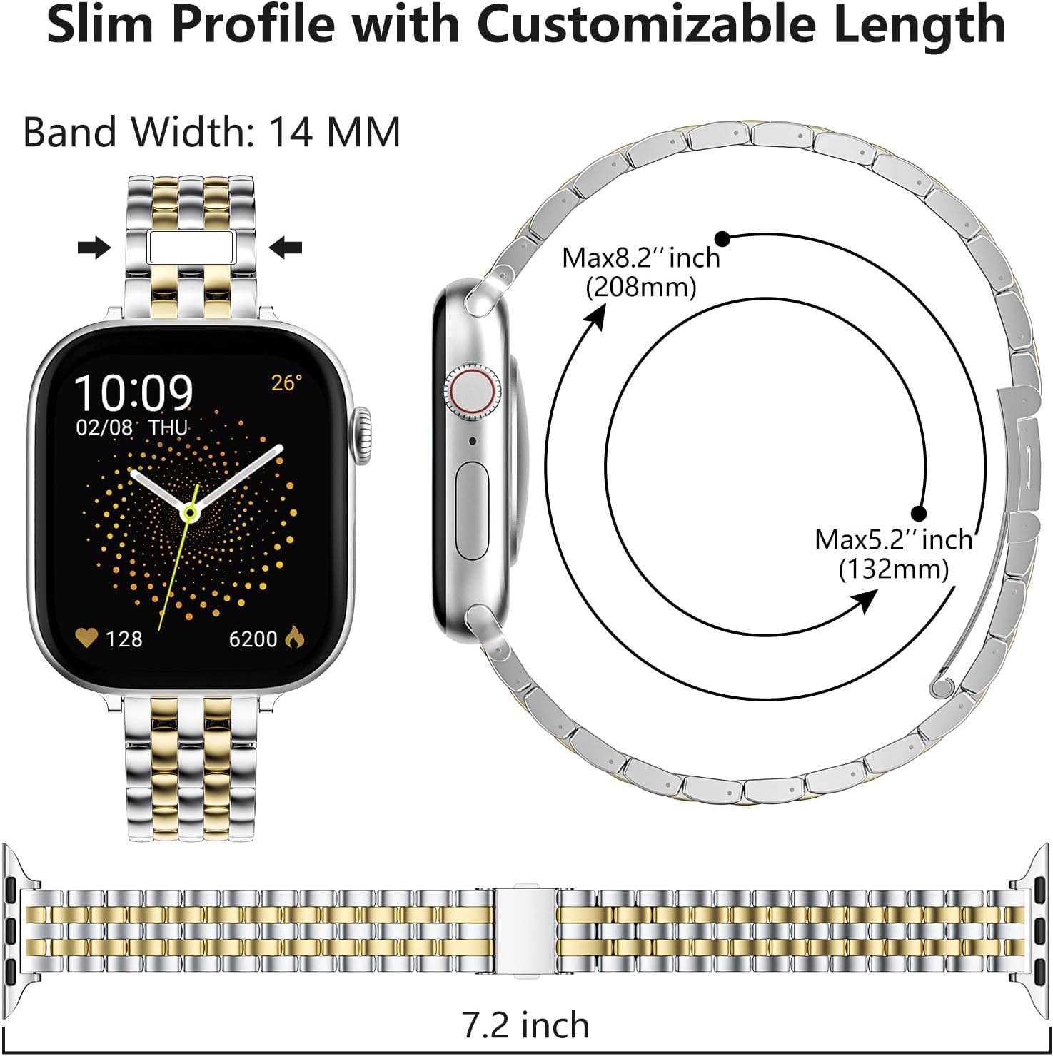 Slim Stainless Bands Compatible with Apple Watch Band 38mm 40mm 41mm 42mm 44mm 45mm 46mm 49mm, Women Men Business Watch Straps Metal Link Bracelet for iWatch Series 11/10/9/8/7/6/5/4/3/2/1/Ultra/SE