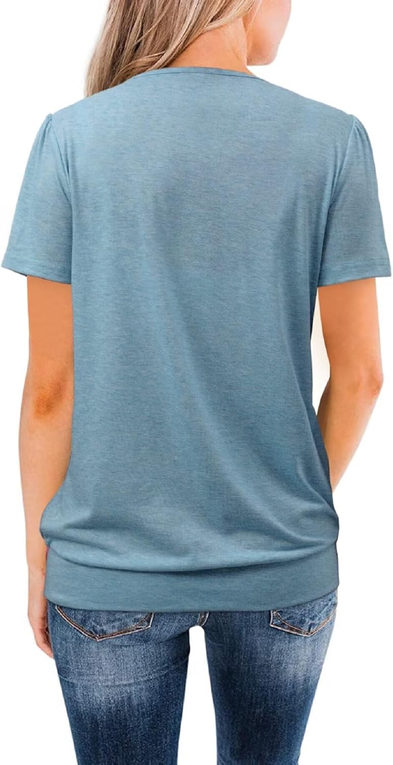 ZOLUCKY Womens Casual Short Sleeve Tunic Tops Scoop Neck T Shirts Summer Loose Fit Tunics - Image 4