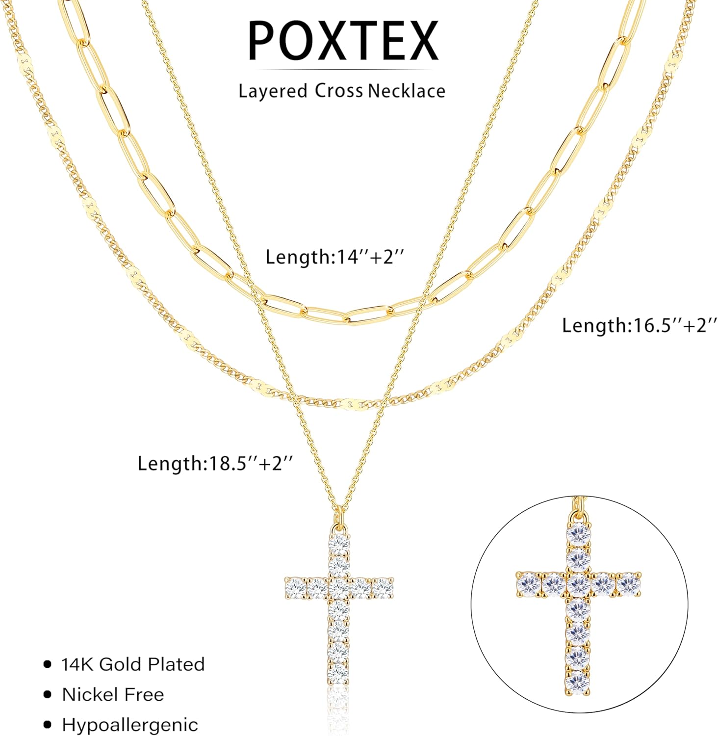 Layered Gold Necklaces for Women, Stackable Dainty 14K Gold Silver Plated Trendy Simple Heart Diamond Cross Bow Circle Pendant Paperclip Choker Dot Chain Necklace,Jewelry Set Gifts for Women - Image 7