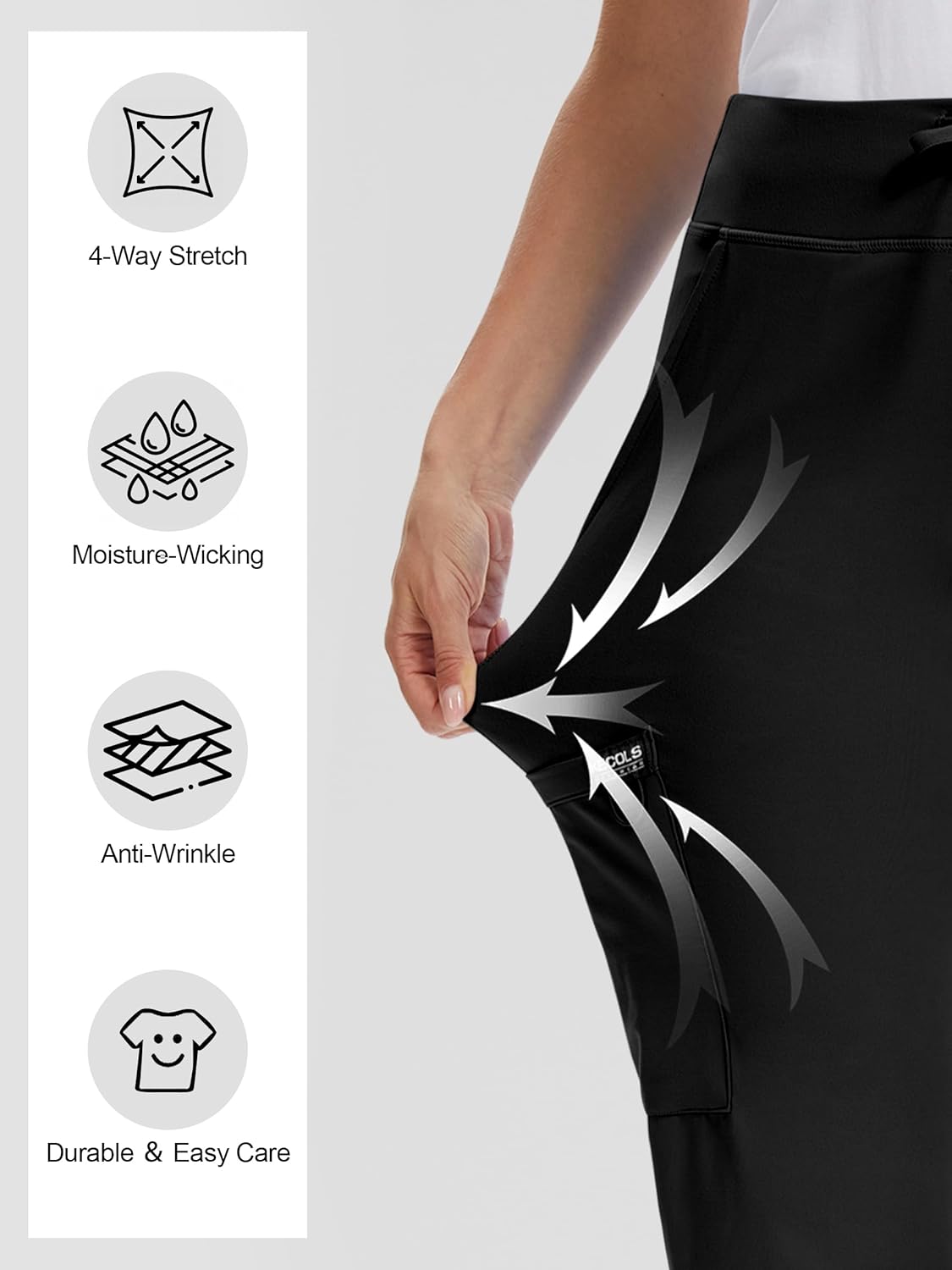 Yoga Scrub Pants Women High-Rise Straight Leg Uniform Cargo Bottom with Yoga Waistband,5 Pockets & 4-Way Stretch - Image 5