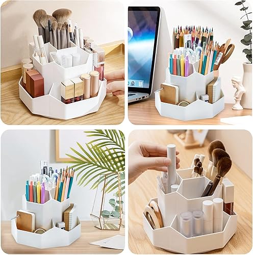 Miniatura 6 de Beleda Organizador de escritorio giratorio de 360 con 9 compartimentos, organizador de almacenamiento de bolígrafos para oficina, hogar, suministros