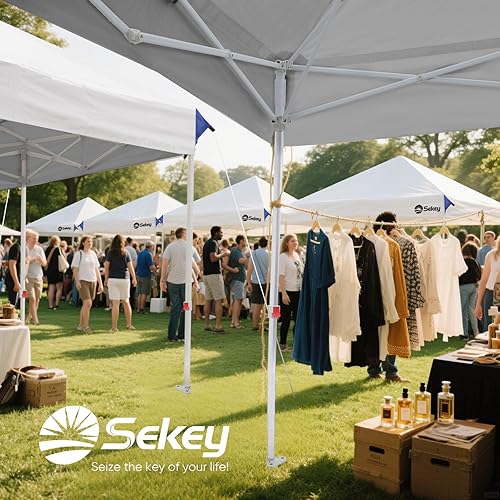 Miniatura 7 de Sekey Toldo desplegable de 10 x 10 pies con 3 paredes laterales, un cenador instantáneo al aire libre con configuración de empuje, tiendas de