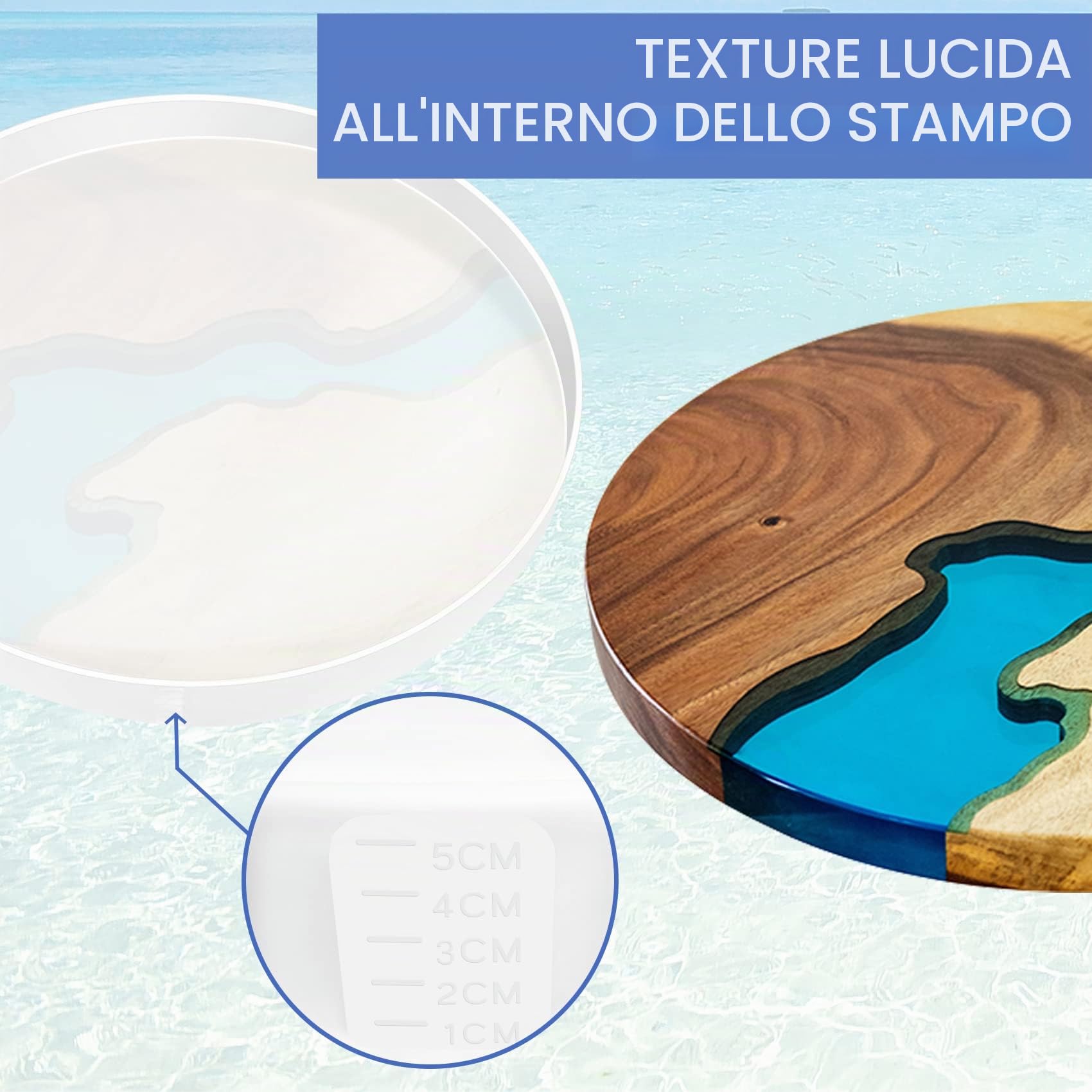 Stampo Grande da 61 cm in Resina - Rotondo in Silicone per Tavolo, Tavolino da Caffè, Salumi - Decorazione Fai da Te per la Casa