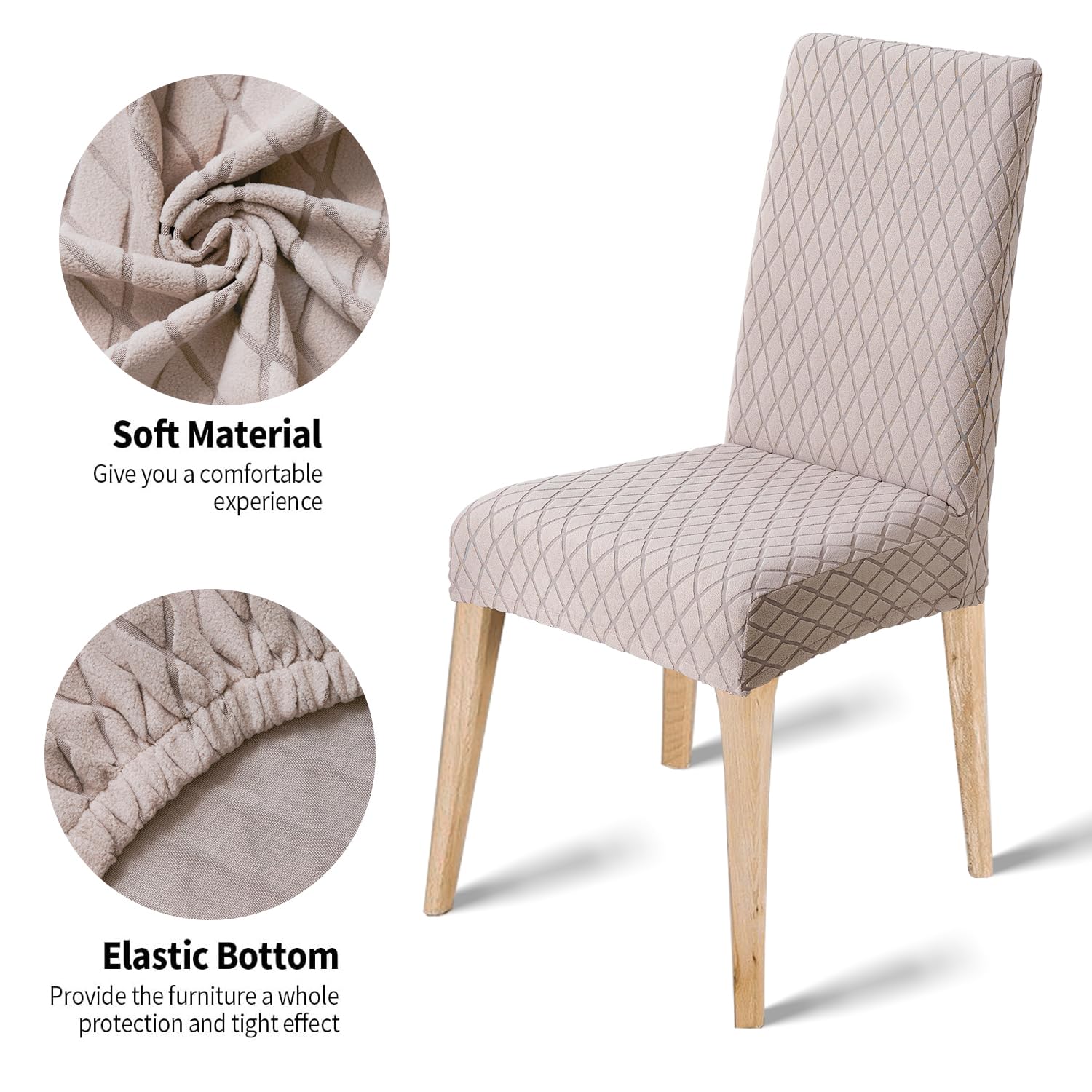 LANSHENG Housse de Chaise 6 Pièces, Extensible Housse de Chaise Salle a Manger Extensible, Amovible Lavable Couverture de Chaise pour Maison Cuisine Hotel Restaurant (6 Pièces, Gris Clair