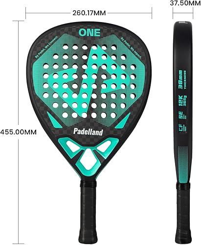 Miniatura 2 de Generic PADELLAND PadelPop Tennis Paddle Series - Raqueta de fibra de carbono, 17.91 x 10.23 x 1.5 pulgadas, 0.8 libras, construcción de fibra de