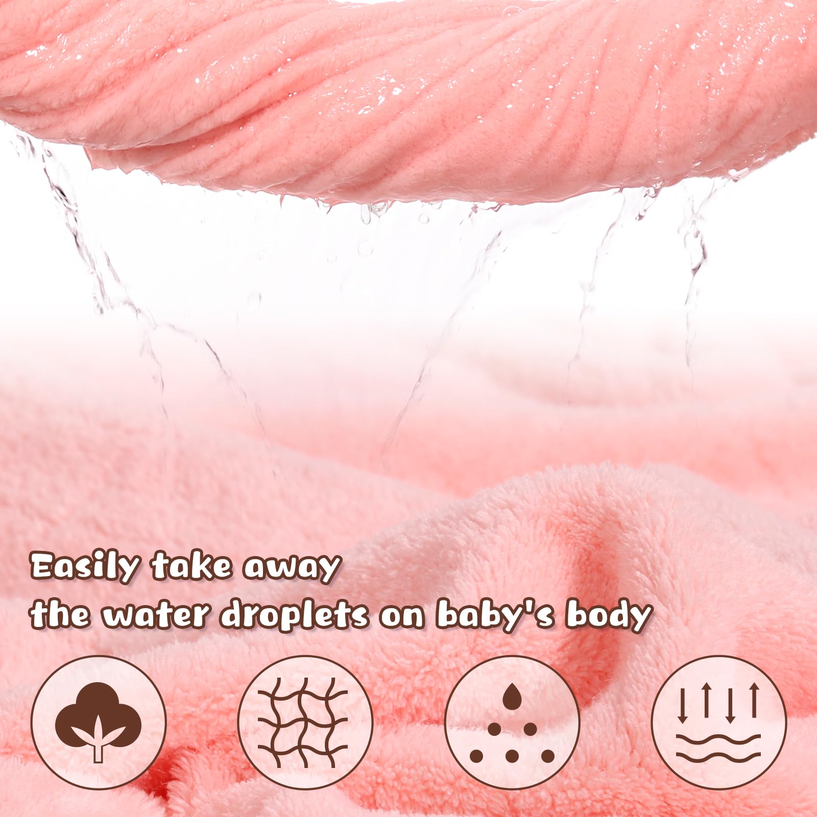 Toallas de baño con capucha para niños pequeños, paquete de 2 toallas gruesas para niños con capucha de animal, extra grandes de 50 x 32 pulgadas para bebés de 0 a 6 años, forro polar coral