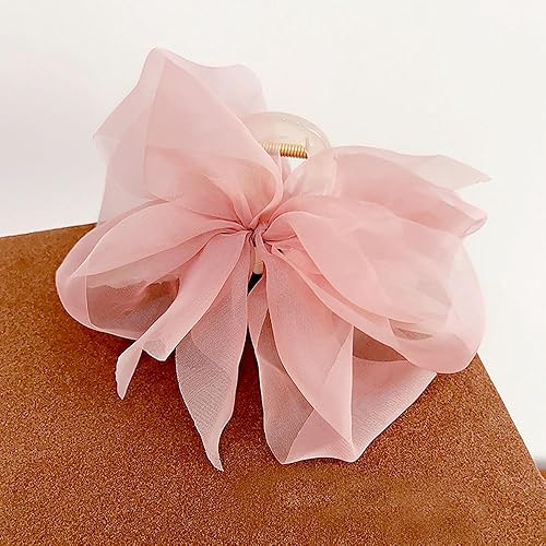 Miniatura 7 de Elegantes pinzas de tul de malla con lazo grande, pinzas de gasa para cabello grueso y accesorios para el cabello de mujer