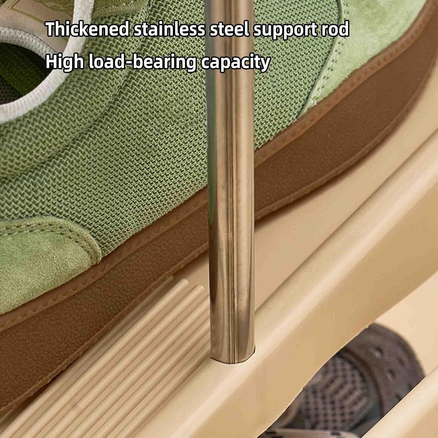 JUSHZ Narrow Shoe Rack Shoe Storage Stand Shelf Slim Tall 5 Tier Lightweight Portable Space Saving Stackable Waterproof Holds Slippers Foldable Plastic (Gray,31.5×30×67cm)