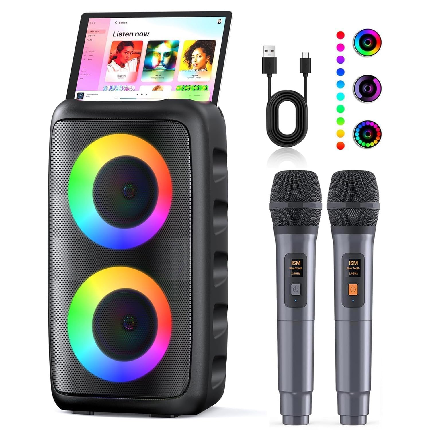 Amazon | Verkstar カラオケセット 家庭用 拡声器 ワイヤレス マイク2