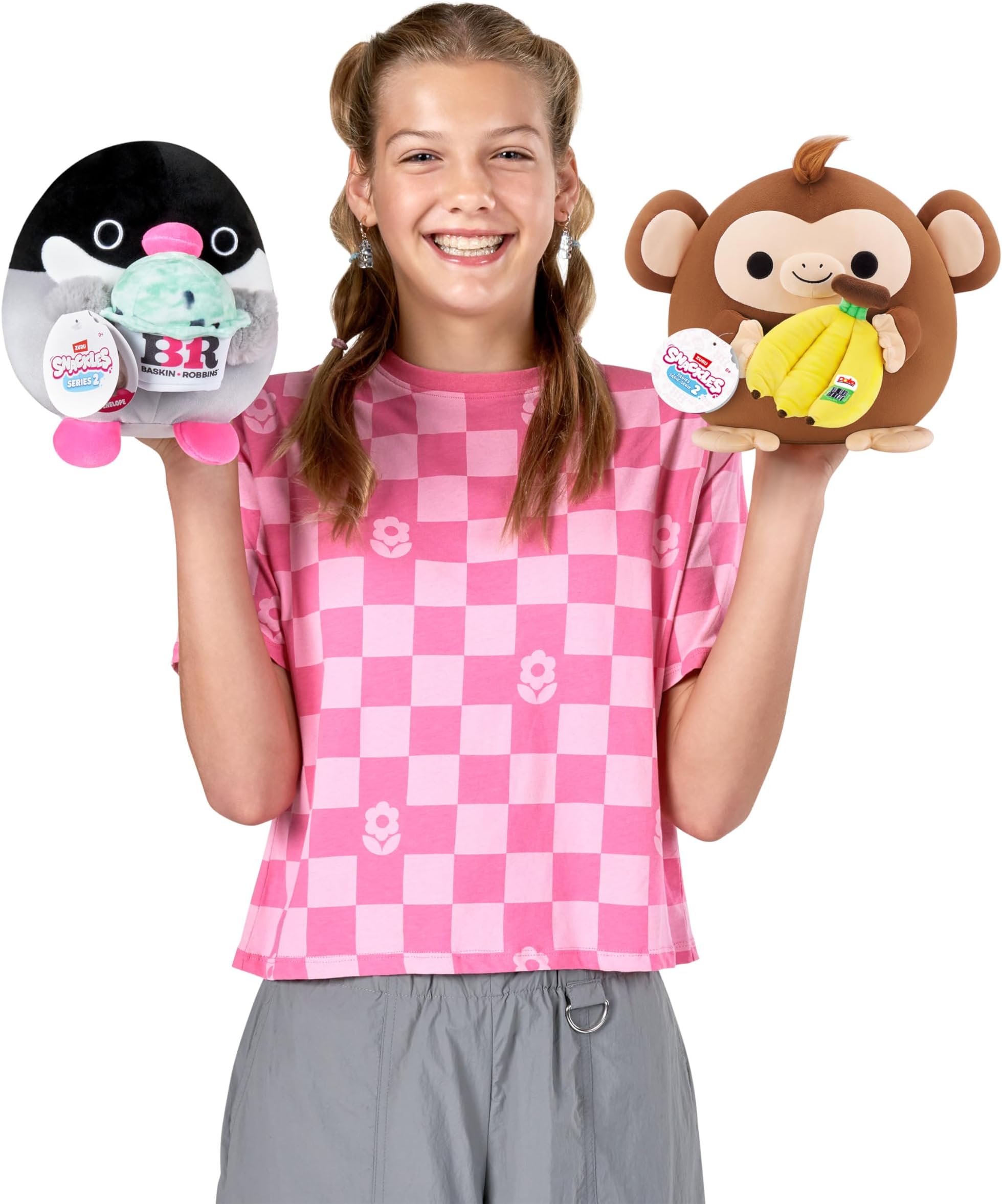 Snackles Series 2 Monkey & Dole 8 Inch Plush by ZURU, Ultra Soft Plush, Collectible Plush with Real Licensed Brands, Stuffed Animal, Giftable