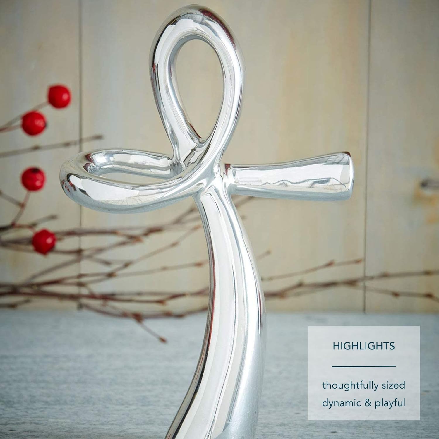 Nambé Sculptural Standing Cross – Religious Holiday Decoration, Spiritual Accent for Mantels, Tables, or Shelves, Collectible Nambé Alloy Design for Elegant Christmas Home Decor