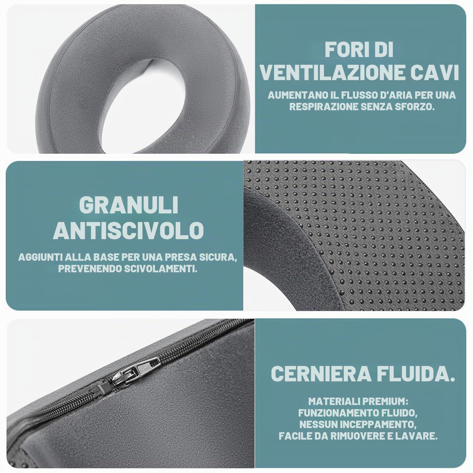 Cuscino per Massaggio Viso a Faccia in Giù in Memory Foam - Poggiatesta Ergonomico a Forma di U con Foro per Respirazione - Ideale per Lettini da Massaggio, Saloni Spa e Uso Domestico
