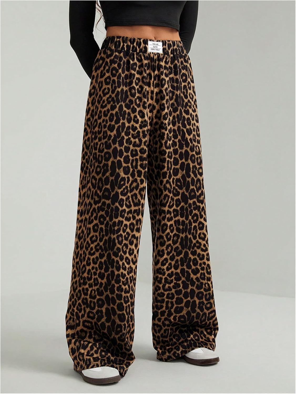 GORGLITTER Women's Leopard Pants Cheetah Print Wide Leg Elastic High Waisted Baggy Sweatpants - Image 3