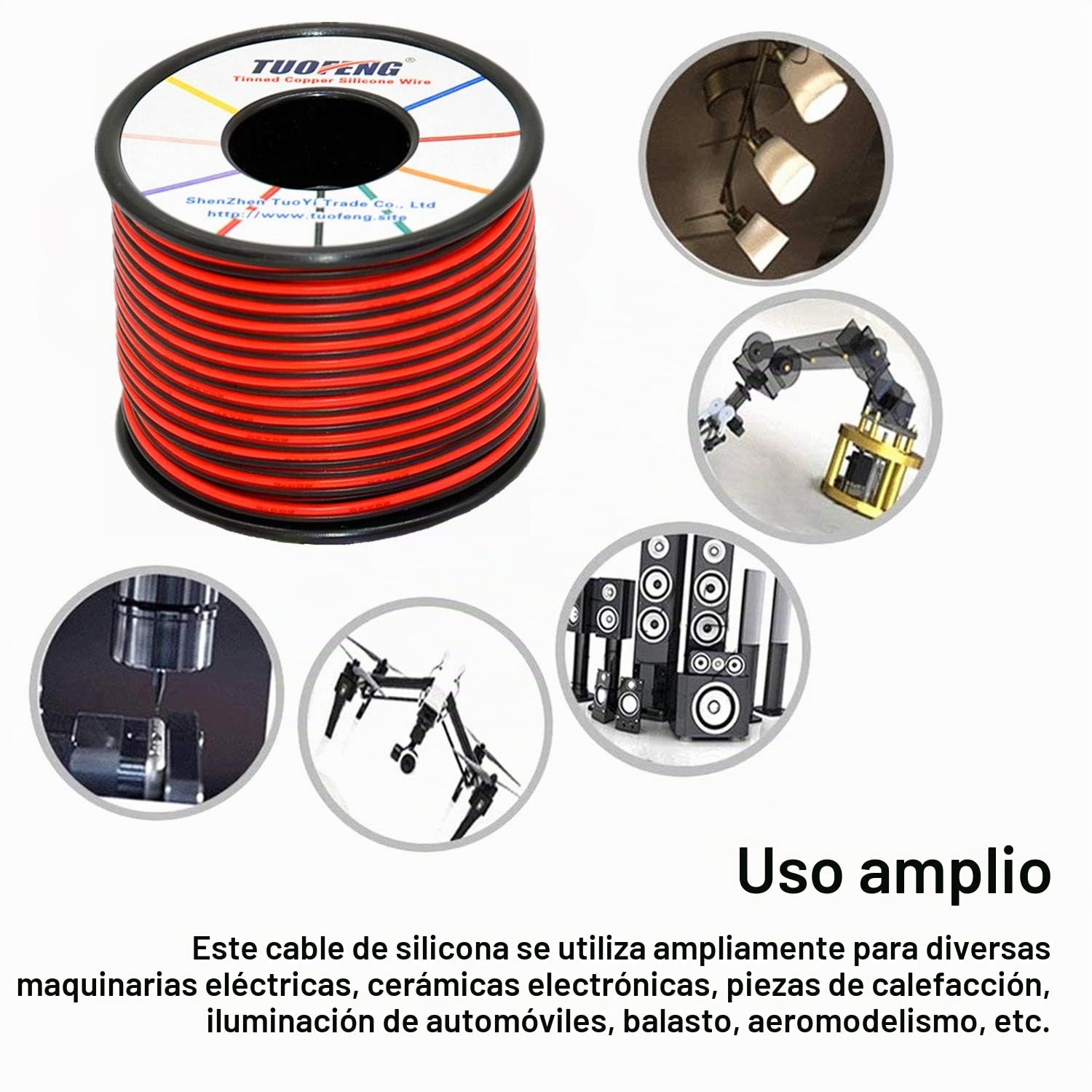TUOFENG 18 AWG Cable eléctrico [Negro 20 m Rojo 20 m] Cable flexible de silicona 2 Conductor Línea de cable paralelo Alambre de cobre estañado