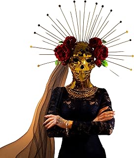 Festival wear Skull halloween mouth mirror mask with crown, Mardi gras Burning man- by ETERESHOP_D89