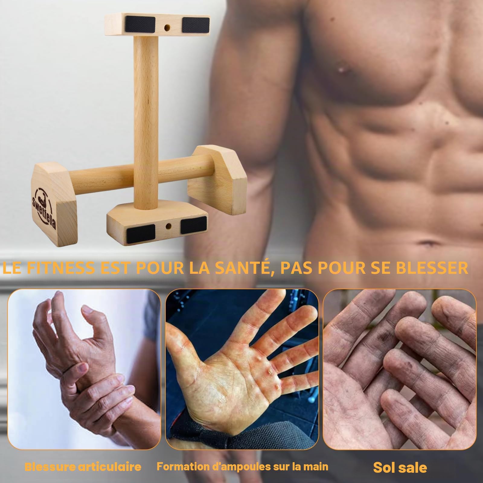 Barres Parallèles Callisthénie Futura8 – Antidérapantes, 150 Kg Max, Pour Dips, Pompes, Abdominaux