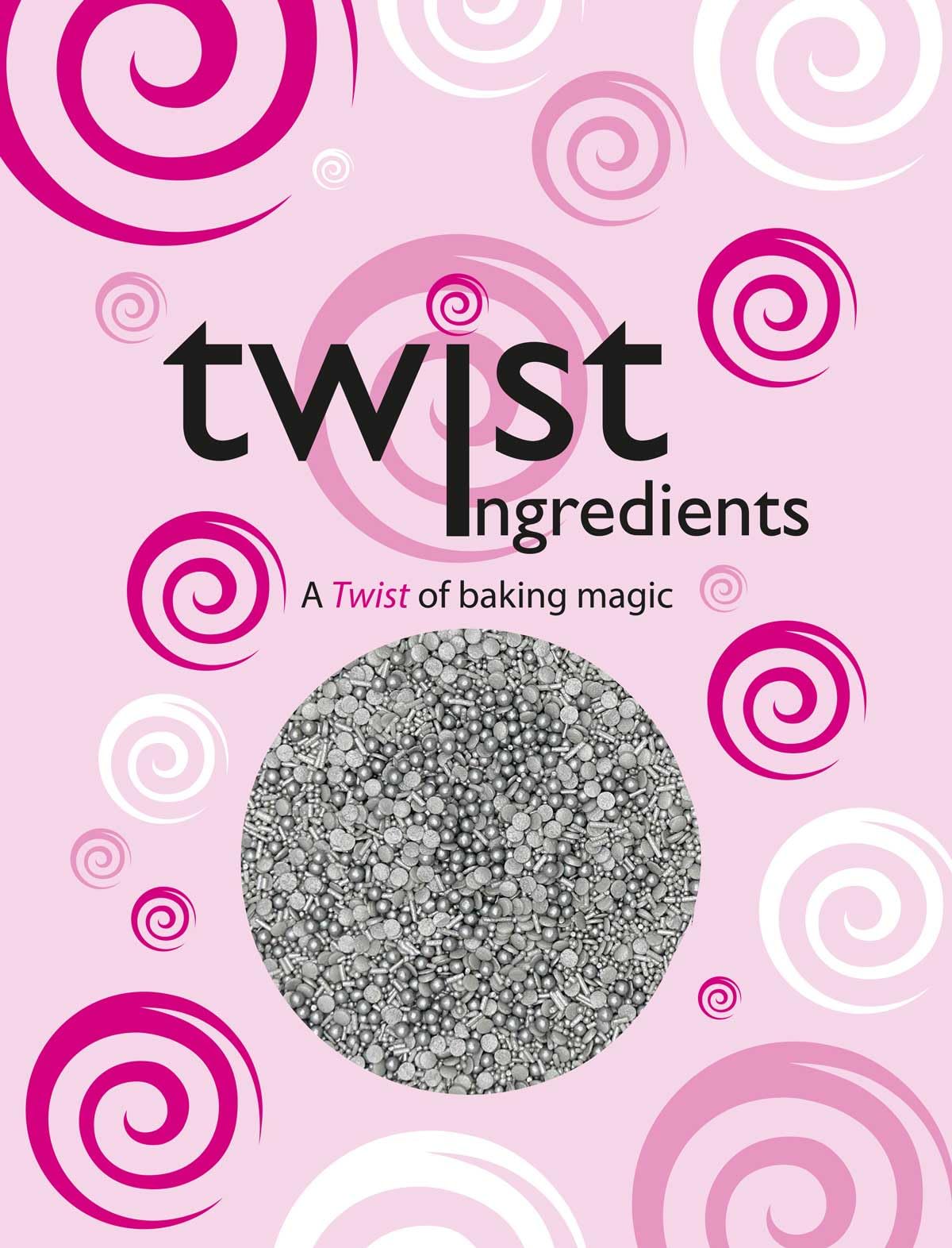 Twist Ingredients - Glimmer Silver Cake Topper Sprinkles - 800g Edible Shimmer Cupcake Decorations - Weddings, Christenings & Birthday Parties - Colour Medley