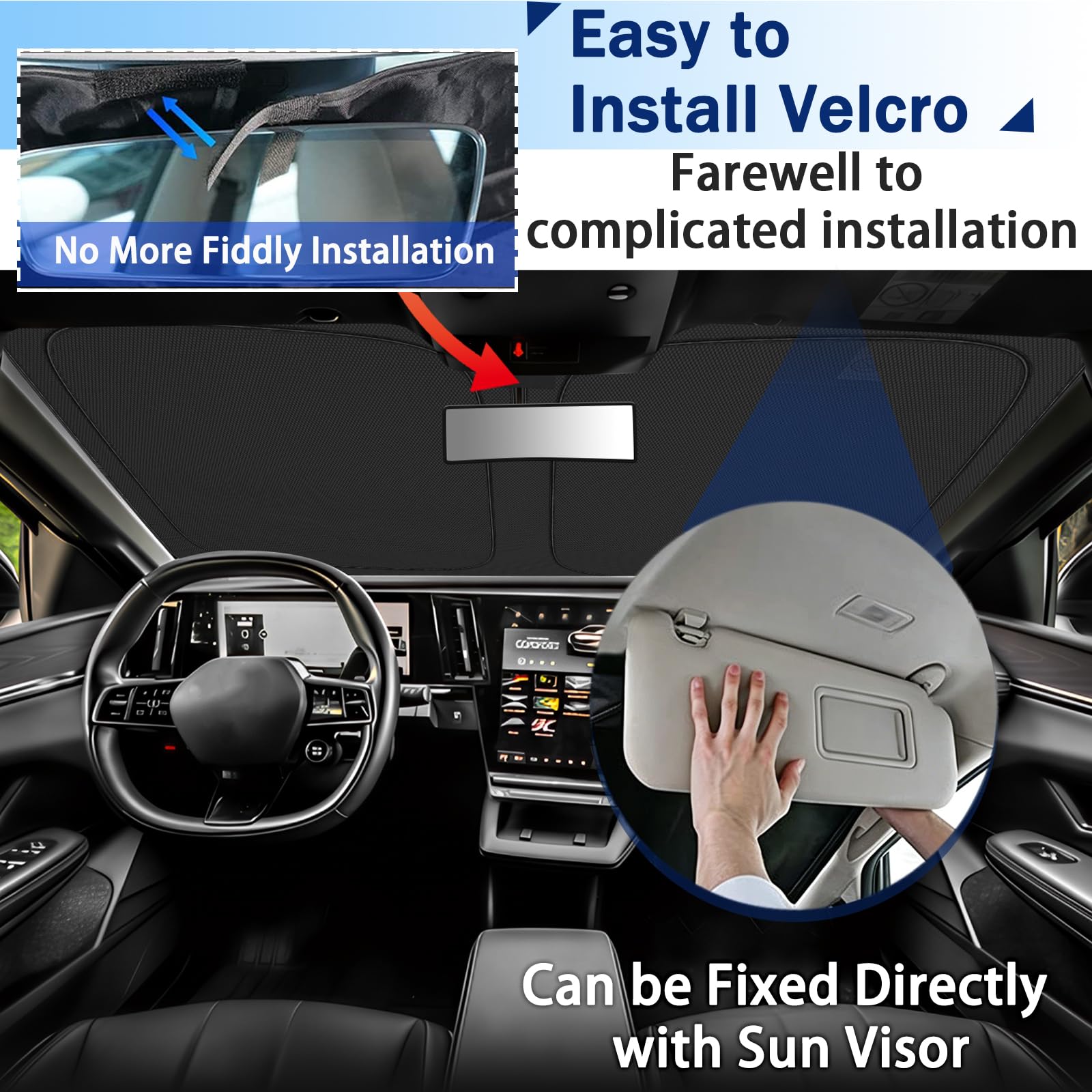 SHAOHAO [Nouveau] Pare-Soleil de Voiture pour Pare-Brise Avant Compatible avec Renault Megane E-Tech 2022-2026 Pliable avec Revêtement Argenté, Protection UV et Chaleur, Accessoires