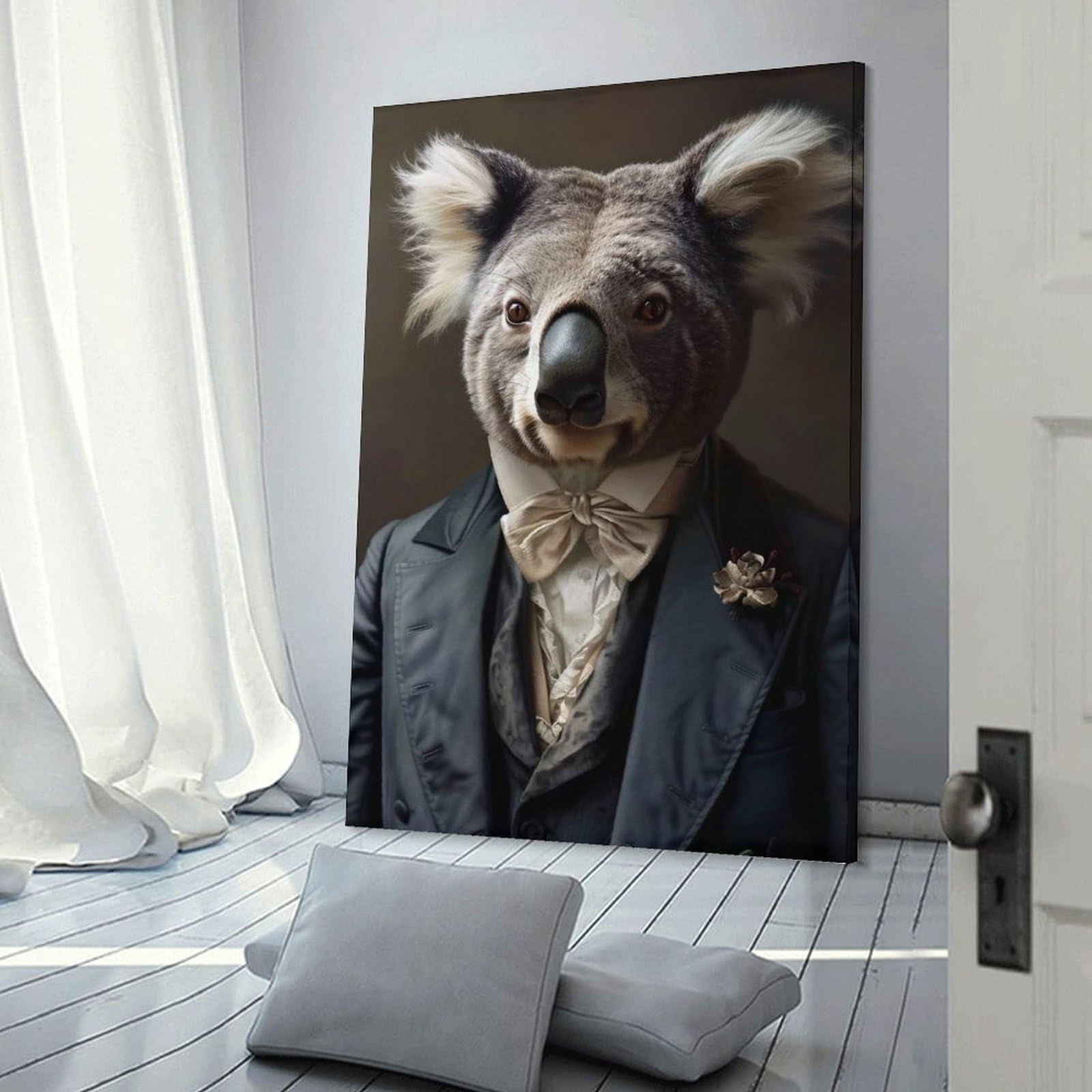 Junmoney Koala in A Suit Portrait Home Decor Wall Art 16x24inch(40x60cm), for Office, Study Or Home Workspace, Home Office Artwork with Decorative Appeal