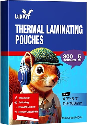 Uinkit Paquete de 300 bolsas de laminación térmicas, tamaño de tarjeta, 4.3 x 6.3 pulgadas, 5 mil de grosor, hojas de laminación para protección