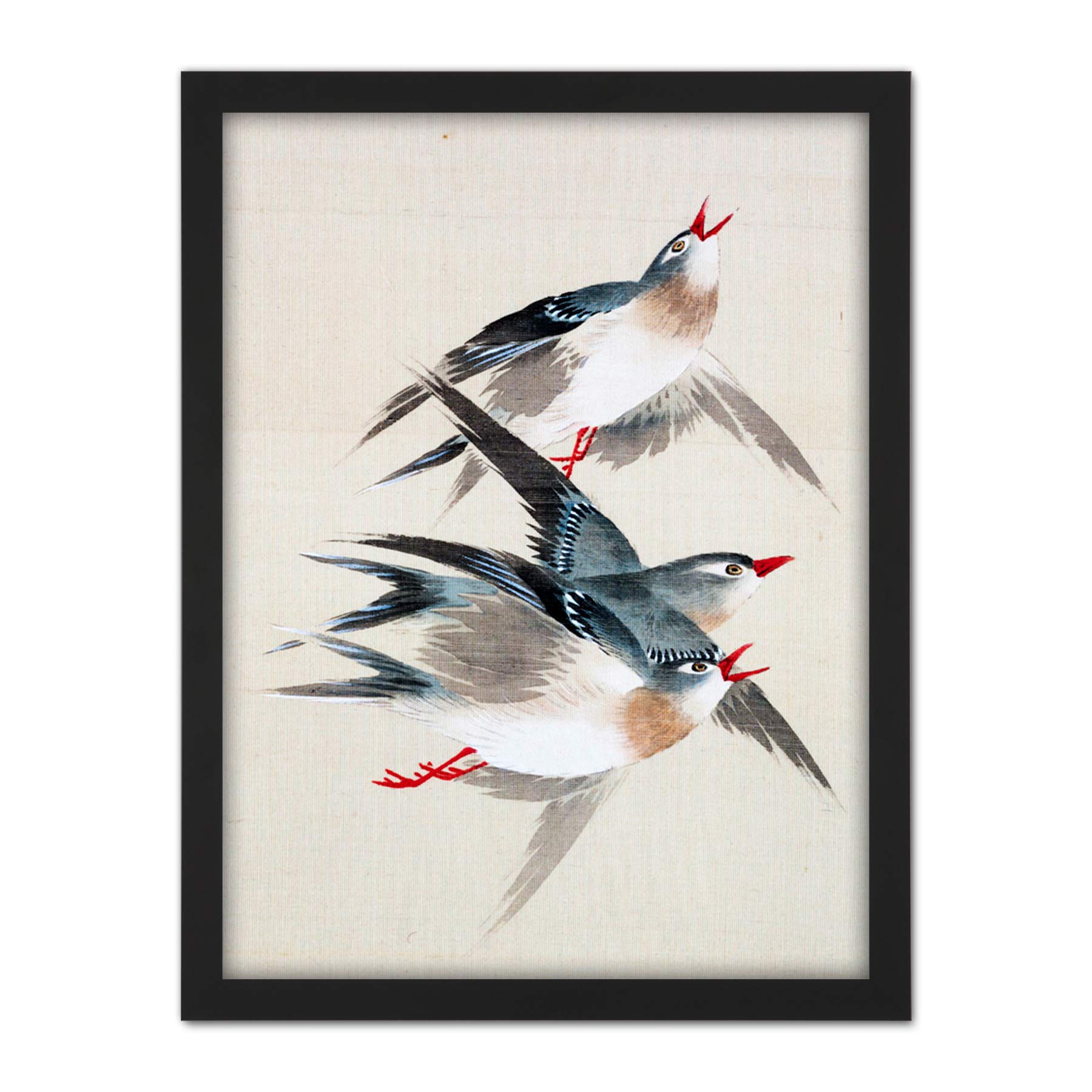Artery8 Okamoto Pictures Flowers Birds Japanese 17 Painting Artwork Framed Wall Art Print 18X24 Inch