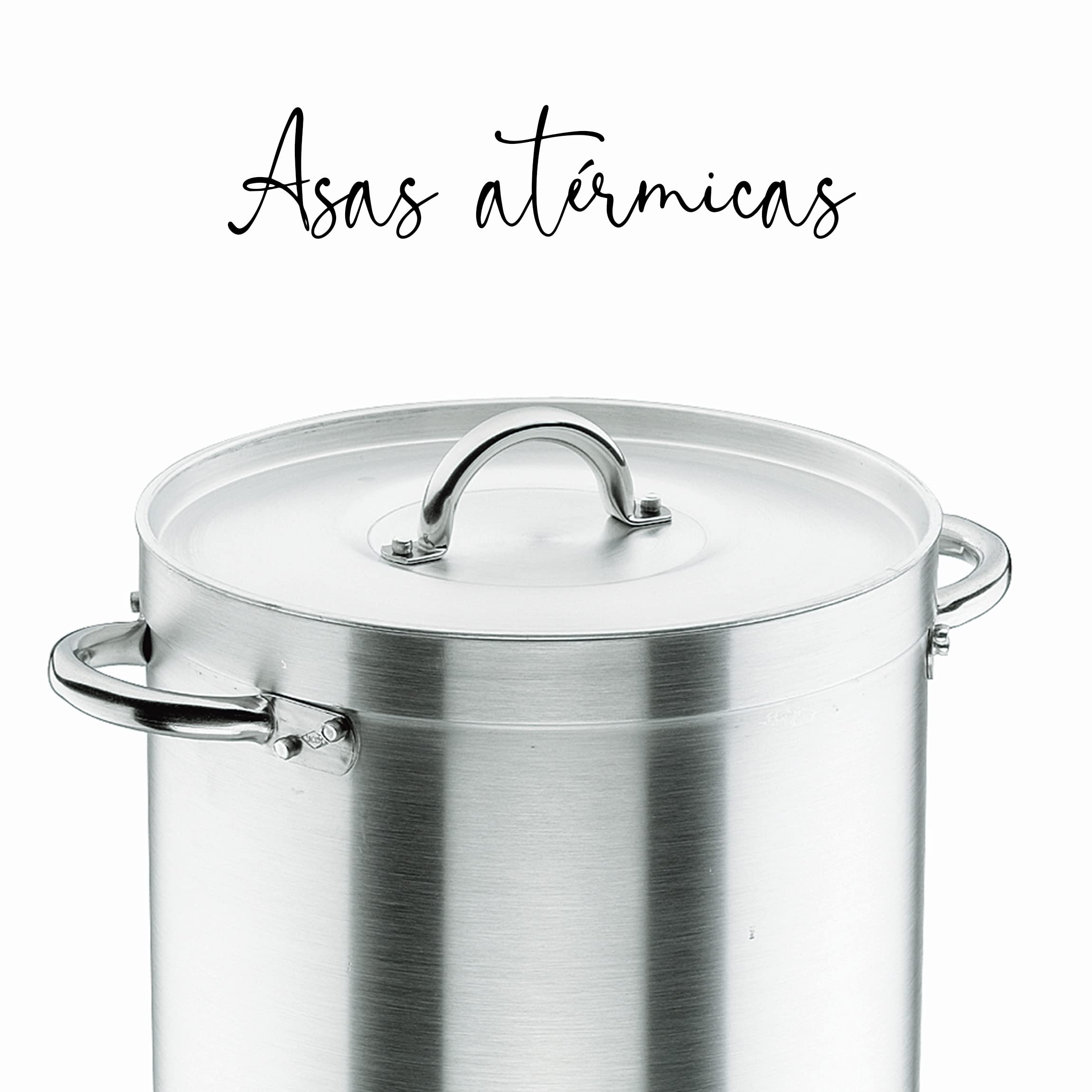 LACOR 20134 - Olla Recta con Tapa Chef Aluminio 34 cms - Cocina Profesional | En aluminio ligero, para cocidos y grandes cantidades; ideal para cocina profesional y uso diario en casa, cómodo y funcional