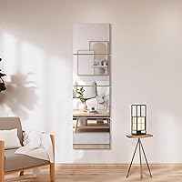 Vista 2 de Delma Azulejos de espejo sin marco de 12" x 10" (4 piezas) para montaje en pared, resistentes a los golpes, paneles de vidrio templado de longitud