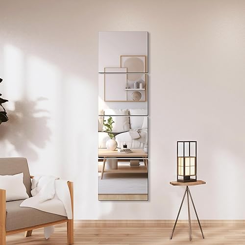 Miniatura 2 de Delma Azulejos de espejo sin marco de 12 x 10 x 4 x 4 piezas para montaje en pared, resistentes a los golpes, paneles de vidrio templado de longitud