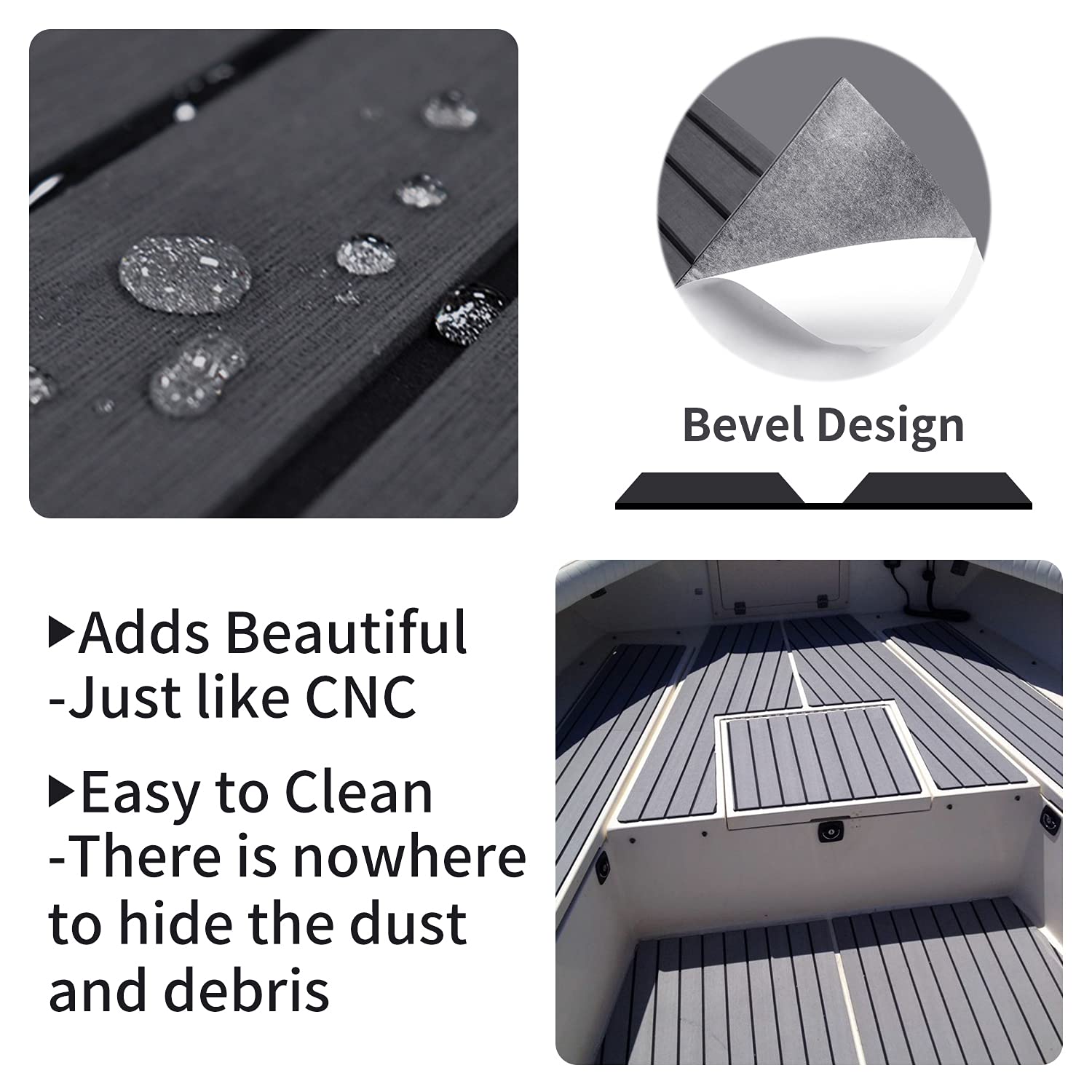 MIJOBS Decking Barca, Tappetino Antiscivolo Per Barca, Teak Sintetico Marino, Tappetino Antiscivolo Impermeabile Per Decorazione Dello Yacht, Grigio