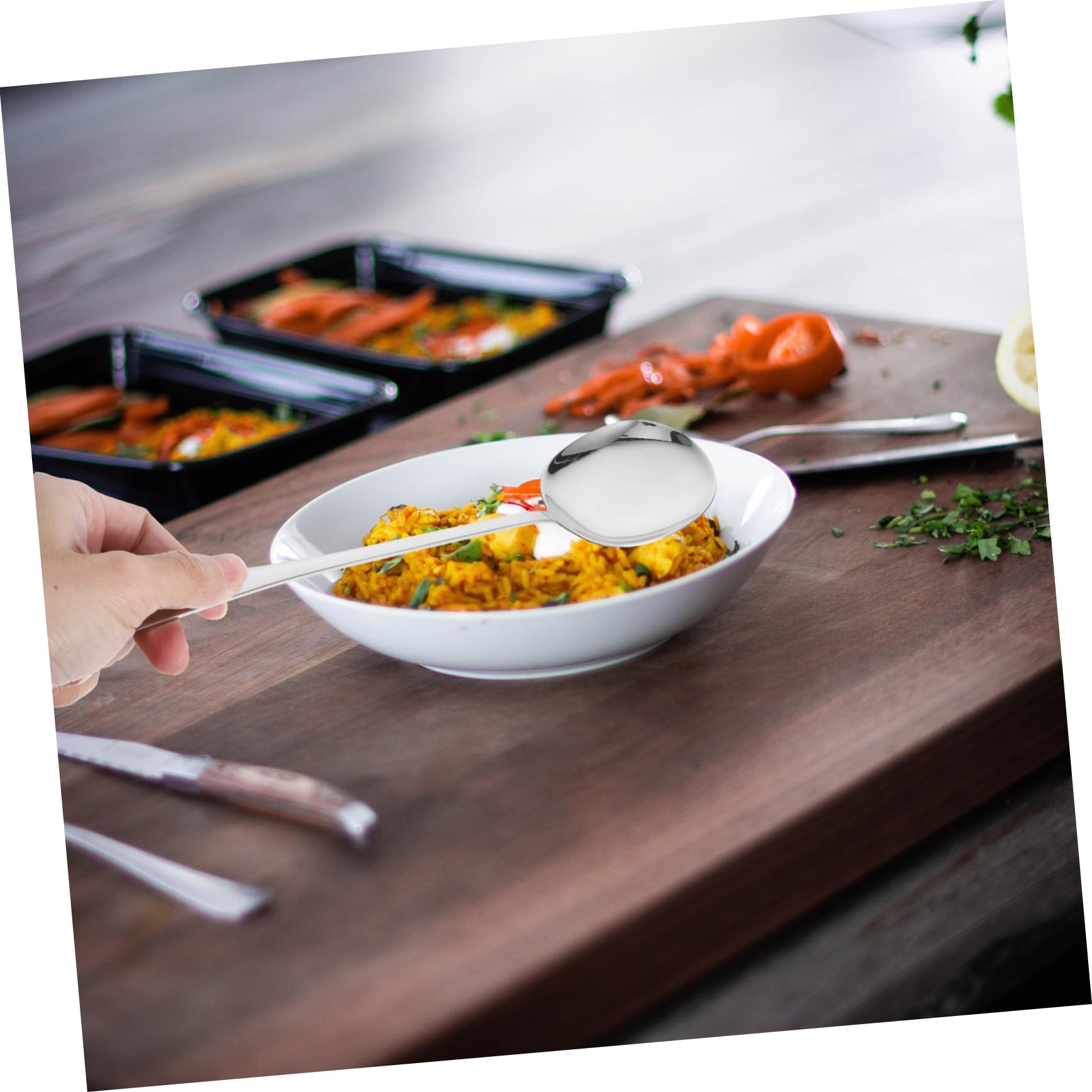 KICHOUSE 1set Large Serving Spoons and Forks Handle Buffet Utensils for Distribution at Parties Home and Restaurants