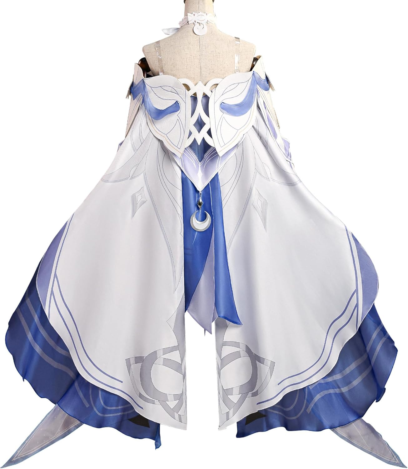 Anime Columbina Cosplay Costume Uniform Halloween Party Moon Maiden Blue Dress Outfit