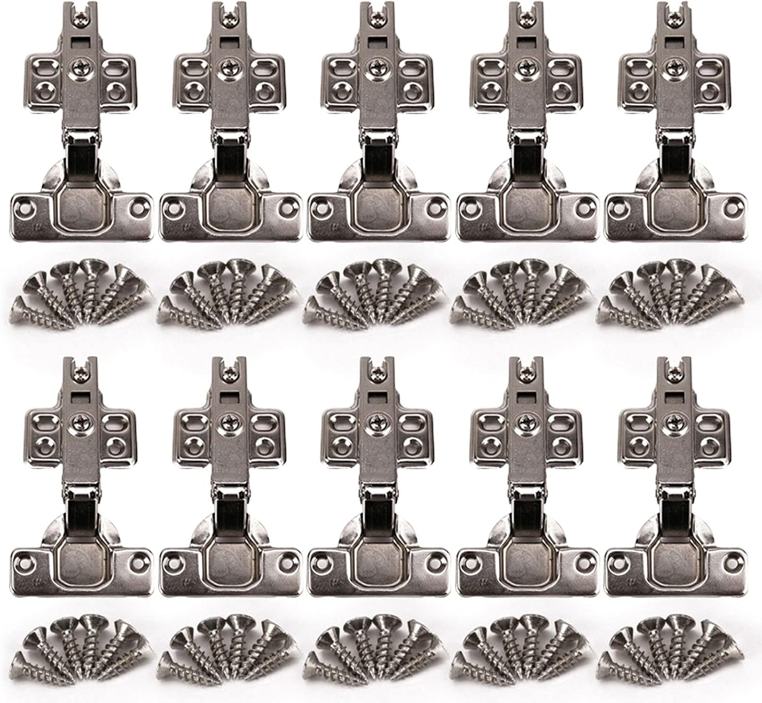 10Pcs Stainless Steel Cabinet Door Hinges，Mute Hydraulic Soft Close Hinges Kitchen Cupboard Hinges