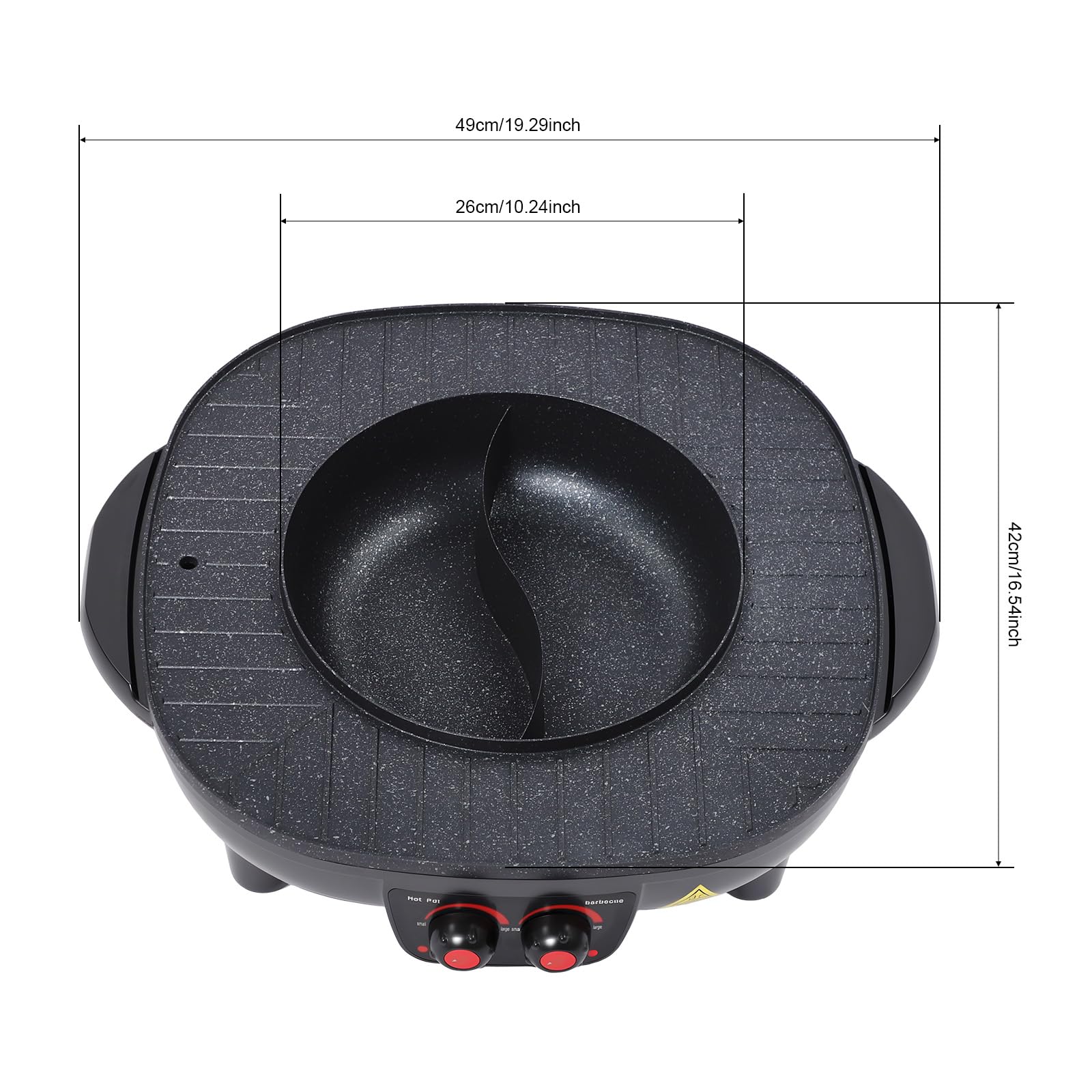 Elektryczny grill Hot Pot 2 w 1, 2000 W, 3 l, grill stołowy z niezależną regulacją temperatury, koreański BBQ Thai Fondue raclette dla 5-6 osób