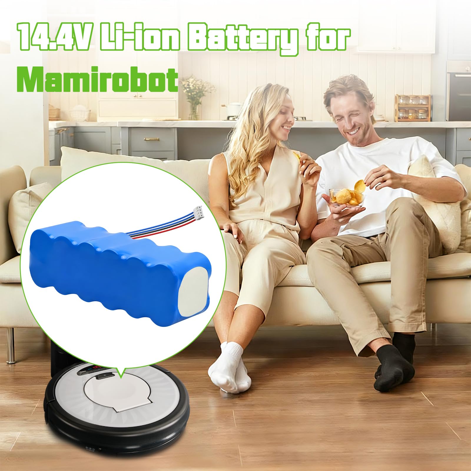 Akumulator zastępczy 14,4 V 4000 mAh Ni-MH o wyższym bezpieczeństwie i dłuższym czasie pracy – Mamirobot K3, K5, K7, KF5, KF7, 416, 461 odkurzacz