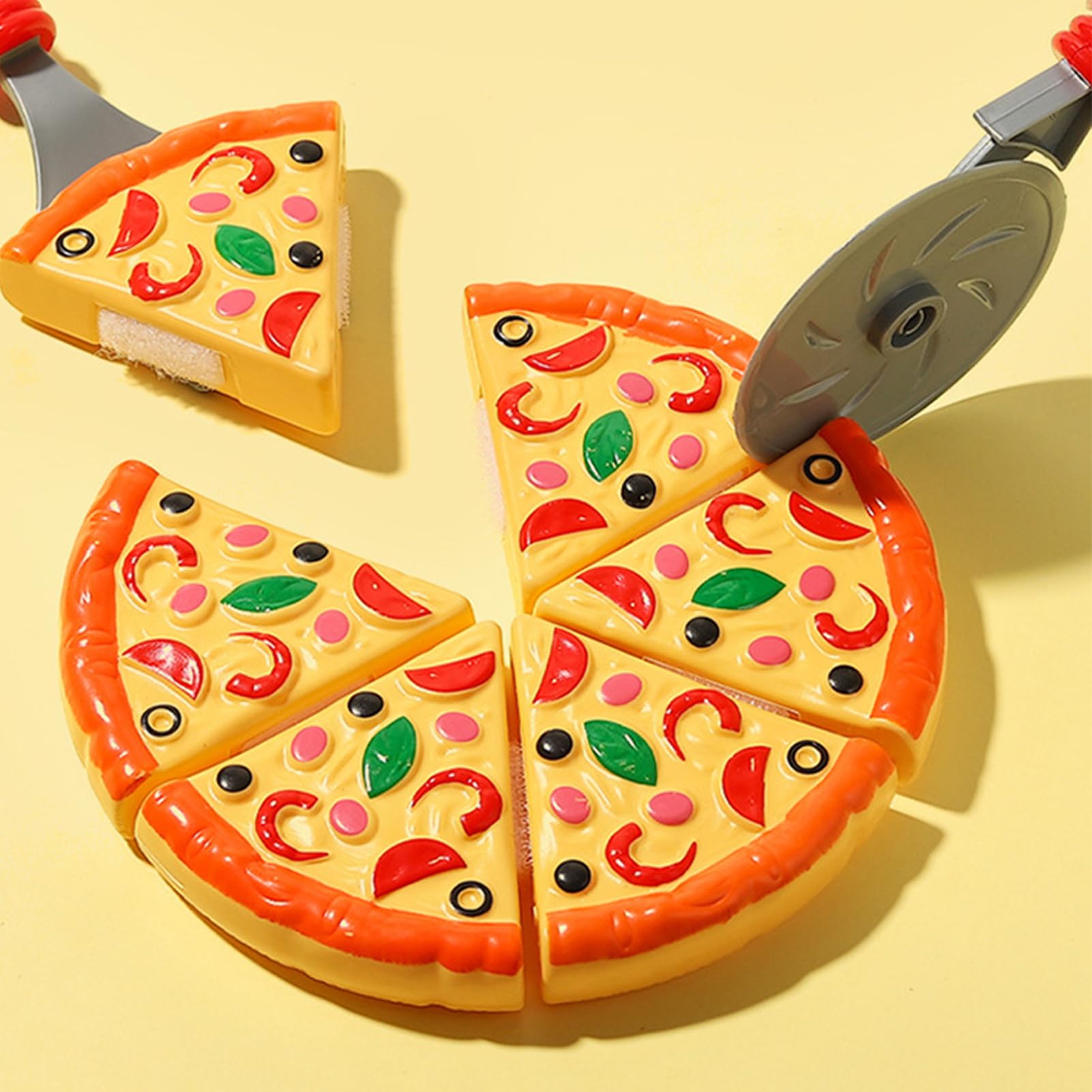 Pretend Play Pizza Set For Kids | Food Simulation Toys With Fake Knives And Plate | Kids Pizza Making Toy | Interactive Food Playset For Children's Imaginative Cooking