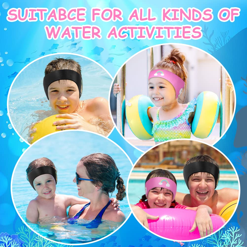 ACWOO Schwimmen Stirnband, Wasserdichtes Schwimmband Neopren Stirnband Kinder Ohrenband, Swimming Kopfband Haarband mit Klettverschluss für - Schwimm Ear Band für Kinder & Erwachsene(Einhorn,S)