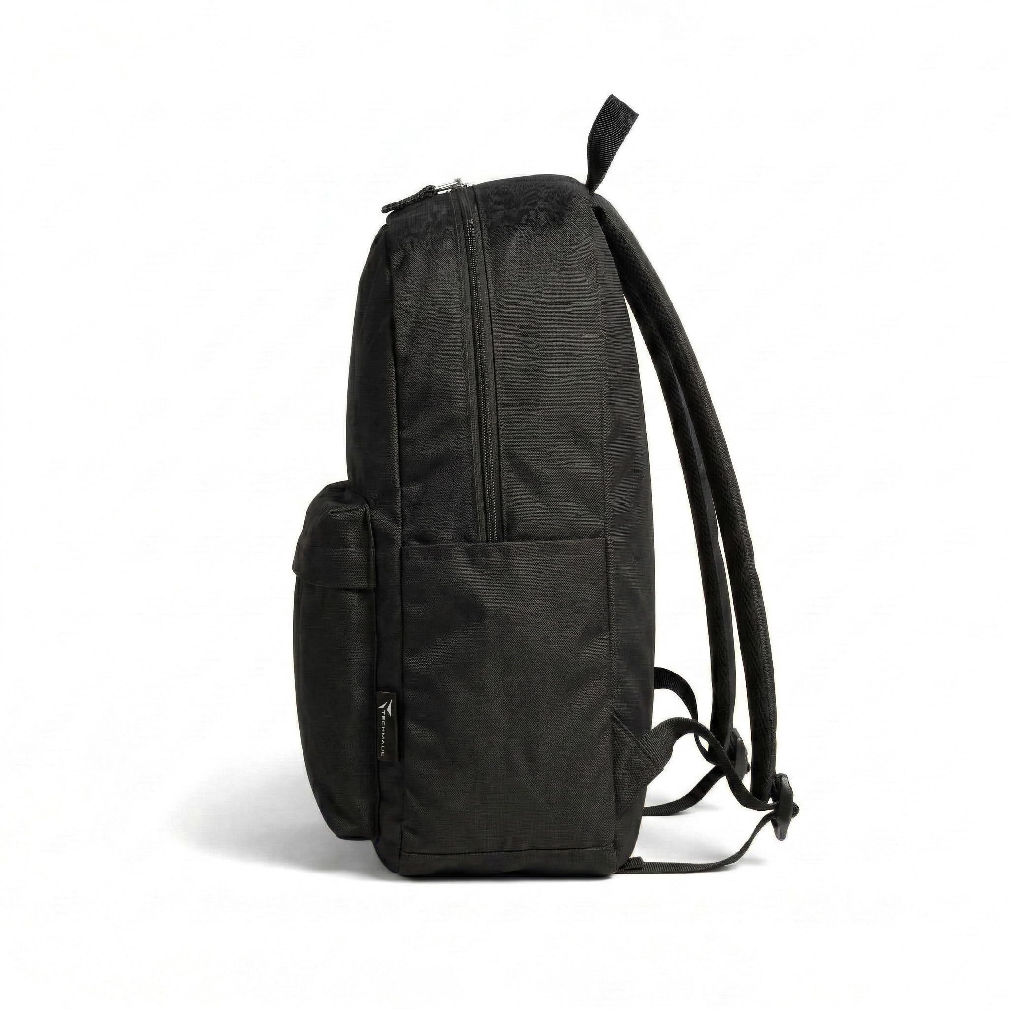 TECHMADE Zaino Scuola/Casual Unisex Multifunzionale 30x15x40 cm – IDEALE PER: Lavoro, Scuola, Ufficio, Tasche, Tempo Libero, Tasche Multiple e Cerniere Resistente - Poliestere 600D PVC (Nero)
