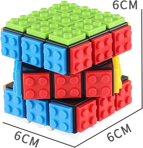 Miniatura 6 de Cubo de velocidad de 3 x 3 con bloques de construcción, mini cubo de 3 x 3 incluido, cubo mágico suave, juguete de regalo para niños y adultos (cubo