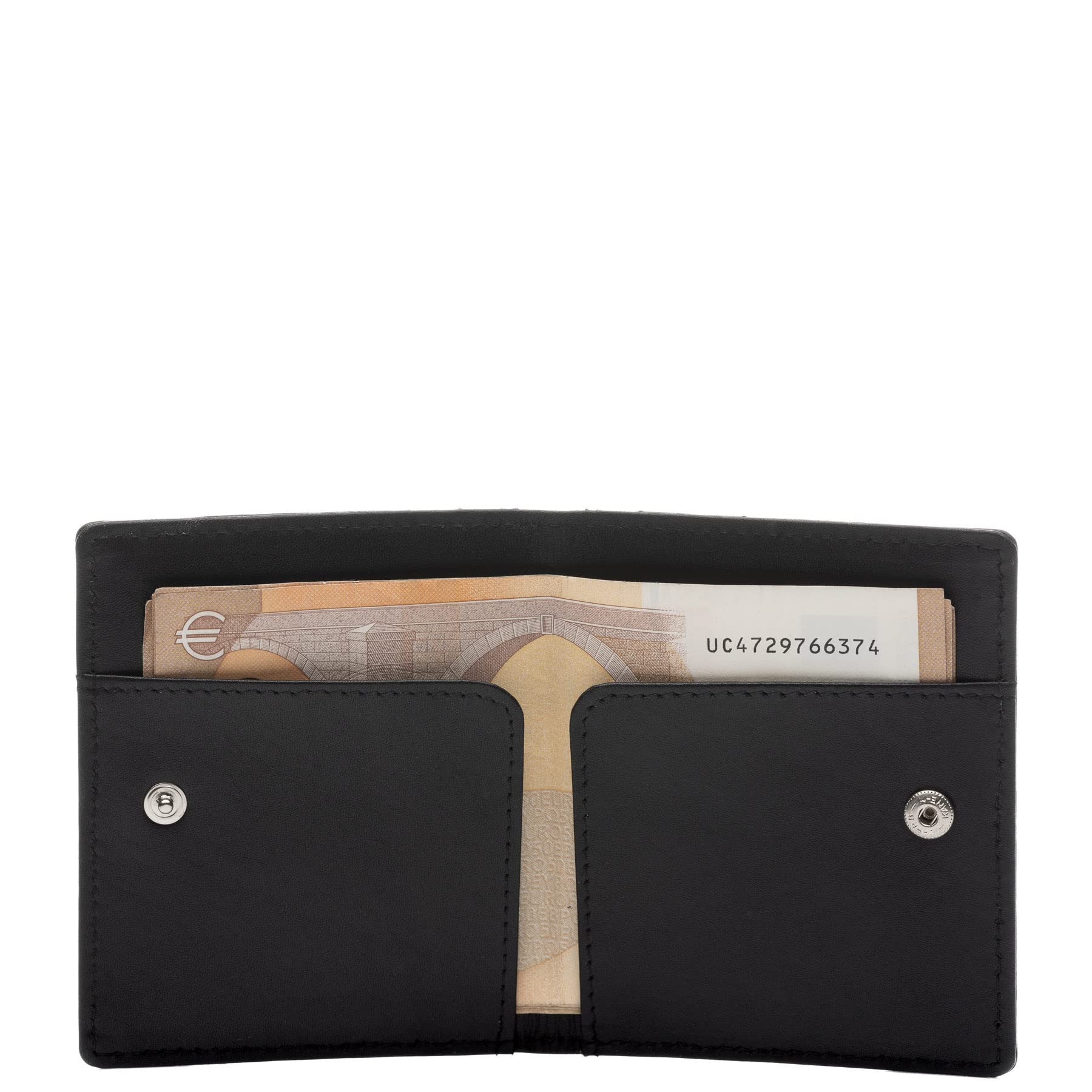 SID & VAIN® Tarjetero RFID protección Earnest Billetera Ultra Fina Monedero Delgado Piel Genuina Negro Unisex, Mujer, Hombre | Hecho a Mano