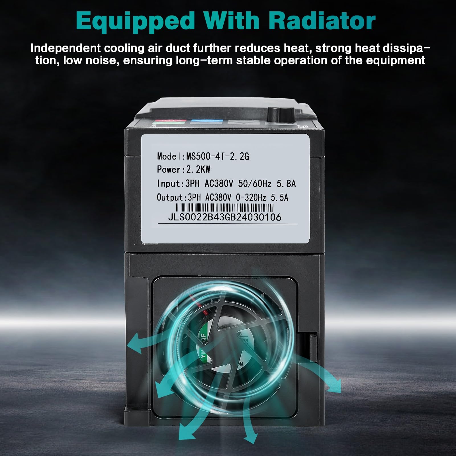DEWIN Variador de Frecuencia Trifasico 380V, 2.2kW 380V Entrada Trifásica Salida Trifásica, Variador Velocidad Variador de Frecuencia VFD Inversor(Modelo de fábrica:MS500-4T-2.2G)
