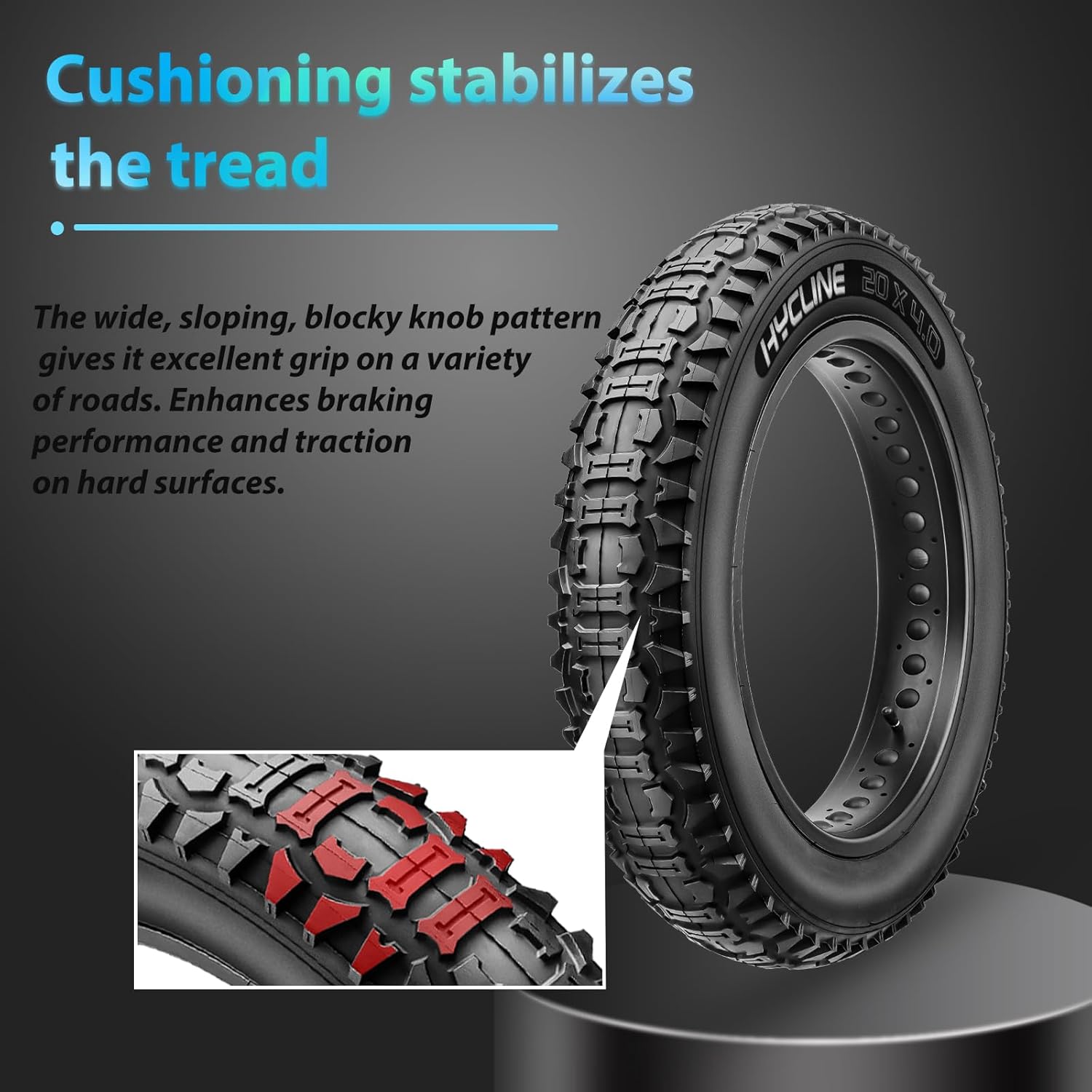 Hycline Ebike Replacement Fat Tire: 20x4.0/26x4.0 Inch Heavy Duty Folding Electric Fat Tires, All-Terrain High-Density Bicycle Tires for Street or Trail Riding